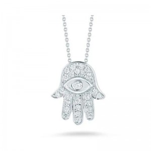 Roberto Coin 18K White Gold Hamsa Pendant with Round Diamonds 0.18 Tcw GH SI