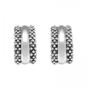 Lagos Sterling Silver Signature Caviar Hoop Earrings