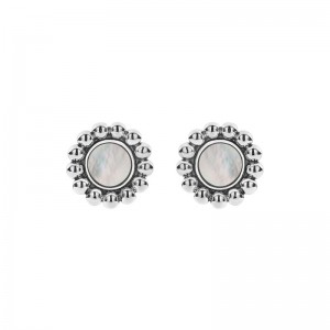 Lagos Sterling Silver Maya White Mother of Pearl 2mm Circle Stud Earrings