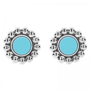 Lagos S/S MAYA BLUE CERAMIC 12MM CIRCLE STUD EARRINGS