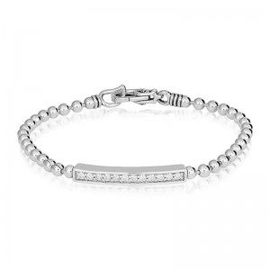 Lagos Sterling Silver Caviar Spark Diamond Beaded 2.5mm Bracelet