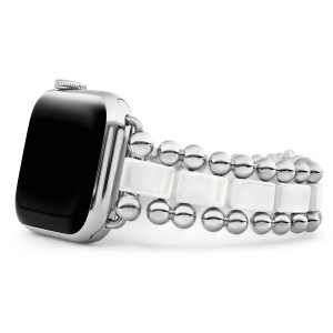 Lagos Stainless Steel Smart Caviar White Ceramic and Stainless Steel 38-44mm Watch Bracelet