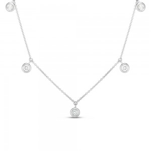 Roberto Coin 18K White Gold Diamonds by the Inch Five Diamond Drop Station Necklace
