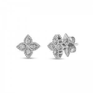 Roberto Coin 18K White Gold Princess Flower Earrings