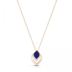 Roberto Coin 18K Rose Gold Single Petal Lapis/Diamond Pendant