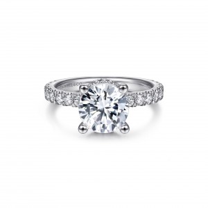 Gabriel & Co. 14K White Gold Classic Hidden Halo Round Diamond Semi Mount