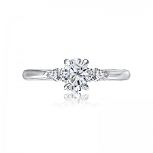 A.Jaffe 14K White Gold Three Stone Diamond Semi-Mount