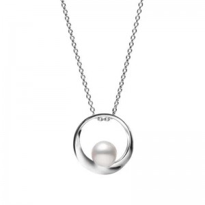 Mikimoto 18K White Gold Pendant with 1 Round Akoya Pearl A+ 7mm 18