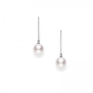 Mikimoto 18K White Gold Akoya Lever Back Earrings