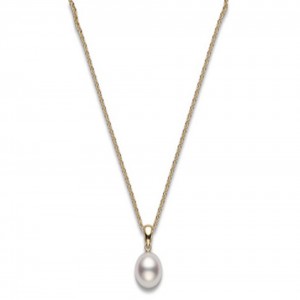 Mikimoto 18K Yellow Gold Pendant with 1 Round Akoya Pearl A+7X7.5mm