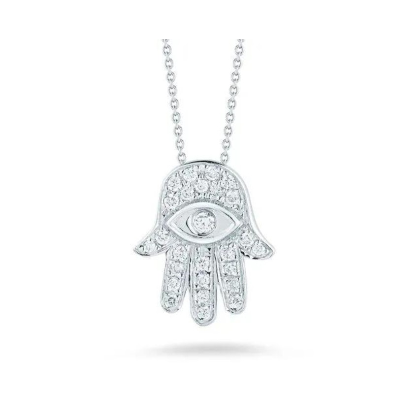 Roberto Coin 18K White Gold Hamsa Pendant with Round Diamonds 0.18 Tcw GH SI