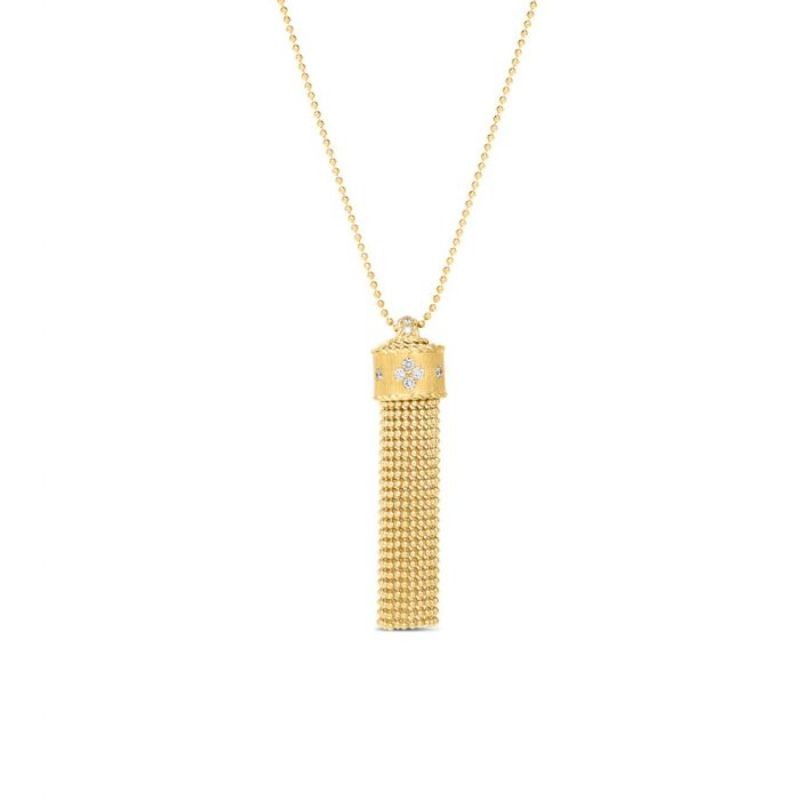 Roberto Coin 18K Yellow Gold Tassel Princess Diamond Accent Tassel Pendant Necklace