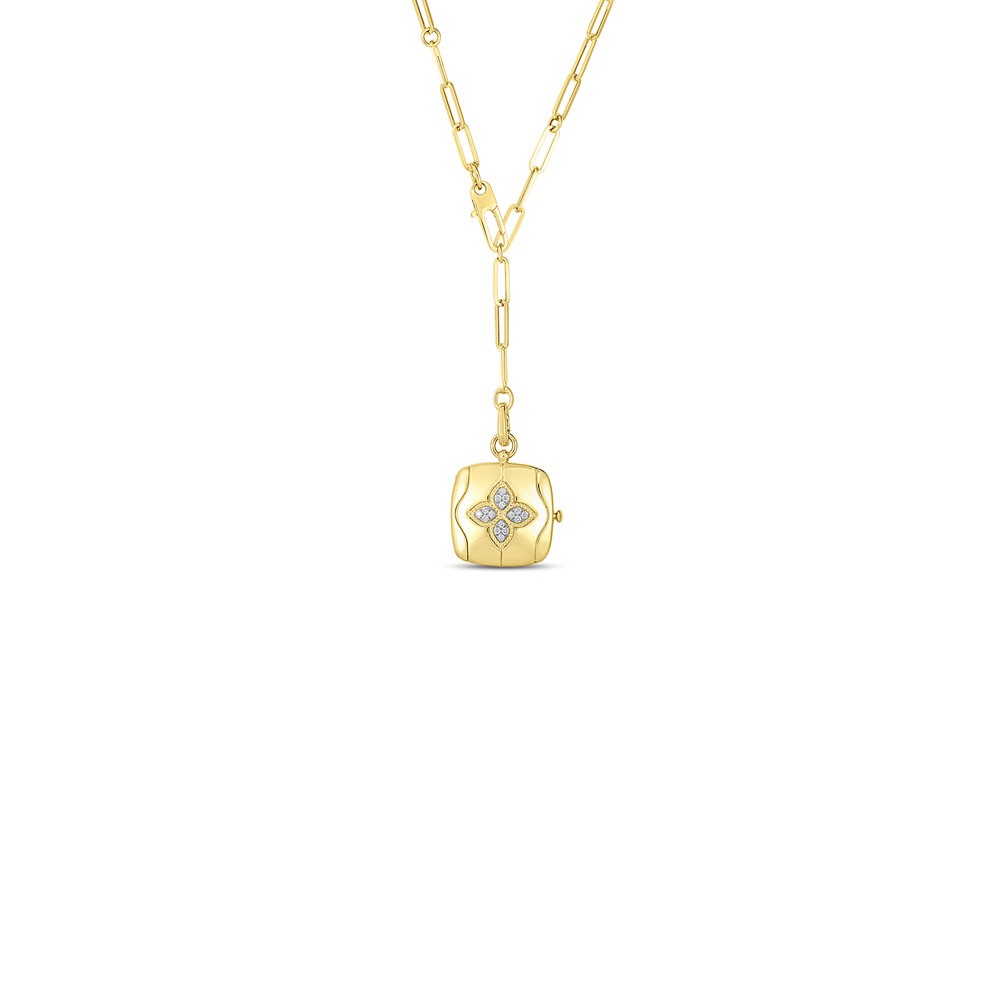 Roberto Coin 18K White & Yellow Gold Royal Princess Flower Pendant with Round Diamonds 0.18 Tcw G-H SI