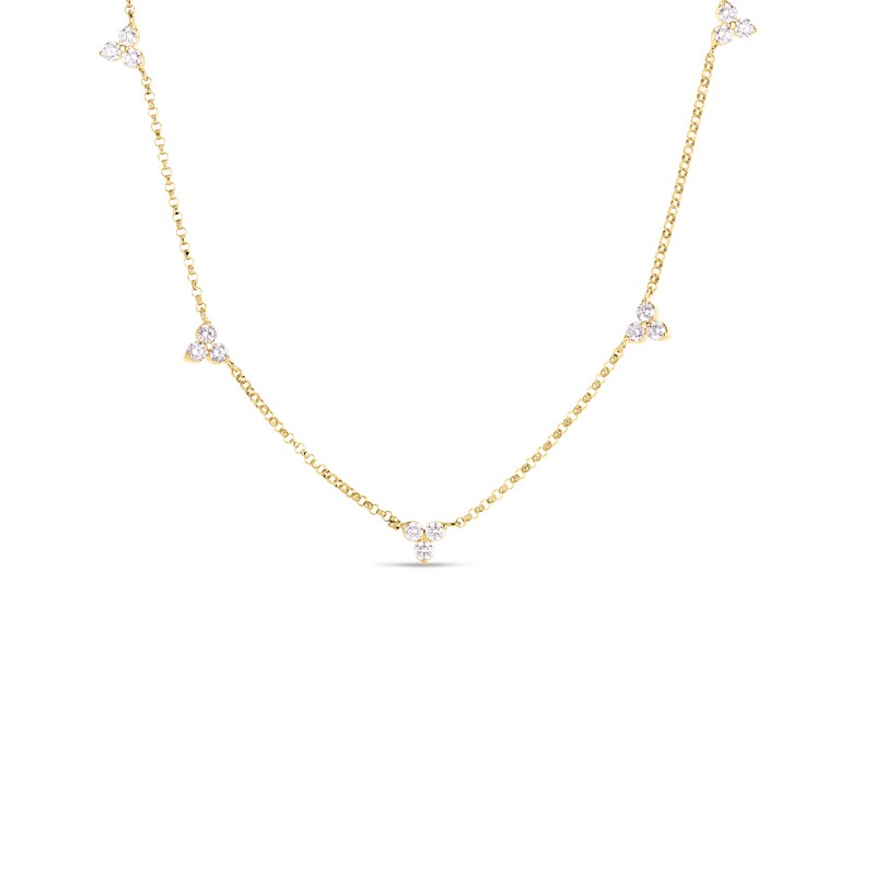 Roberto Coin 18K Yellow Gold Love by Inch with 5 Stations of 25 Round Diamonds 0.48 Tcw G-H SI