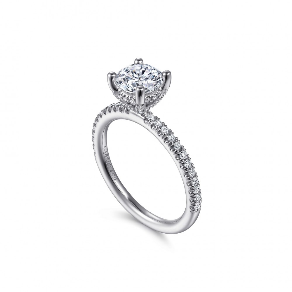 Gabriel & Co. 14K White Gold Classic Round Diamond Semi Mount