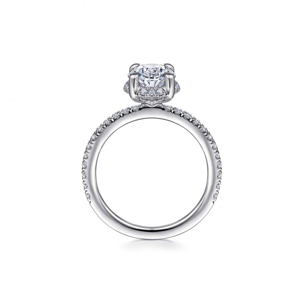 Gabriel & Co 14K White Gold Diamond Semi Mount with  Round Diamonds 0.37 Tcw G-H SI2   Size 6.5