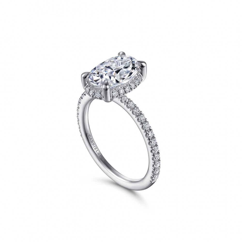 Gabriel & Co 14K White Gold Diamond Semi Mount with  Round Diamonds 0.37 Tcw G-H SI2   Size 6.5