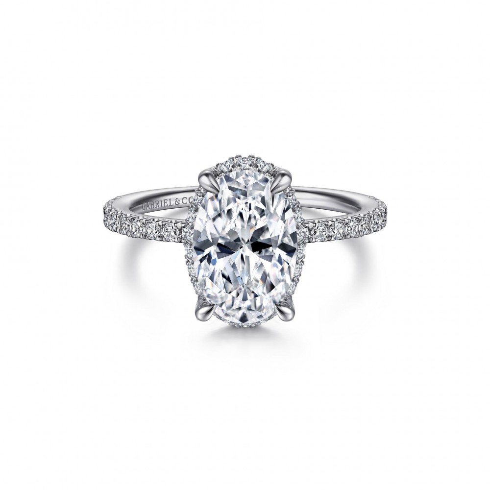 Gabriel & Co 14K White Gold Diamond Semi Mount with  Round Diamonds 0.37 Tcw G-H SI2   Size 6.5