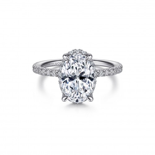 Gabriel & Co 14K White Gold Diamond Semi Mount with  Round Diamonds 0.37 Tcw G-H SI2   Size 6.5