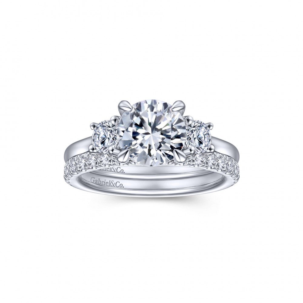 Gabriel & Co. 14K White Gold Classic Round Diamond Semi Mount