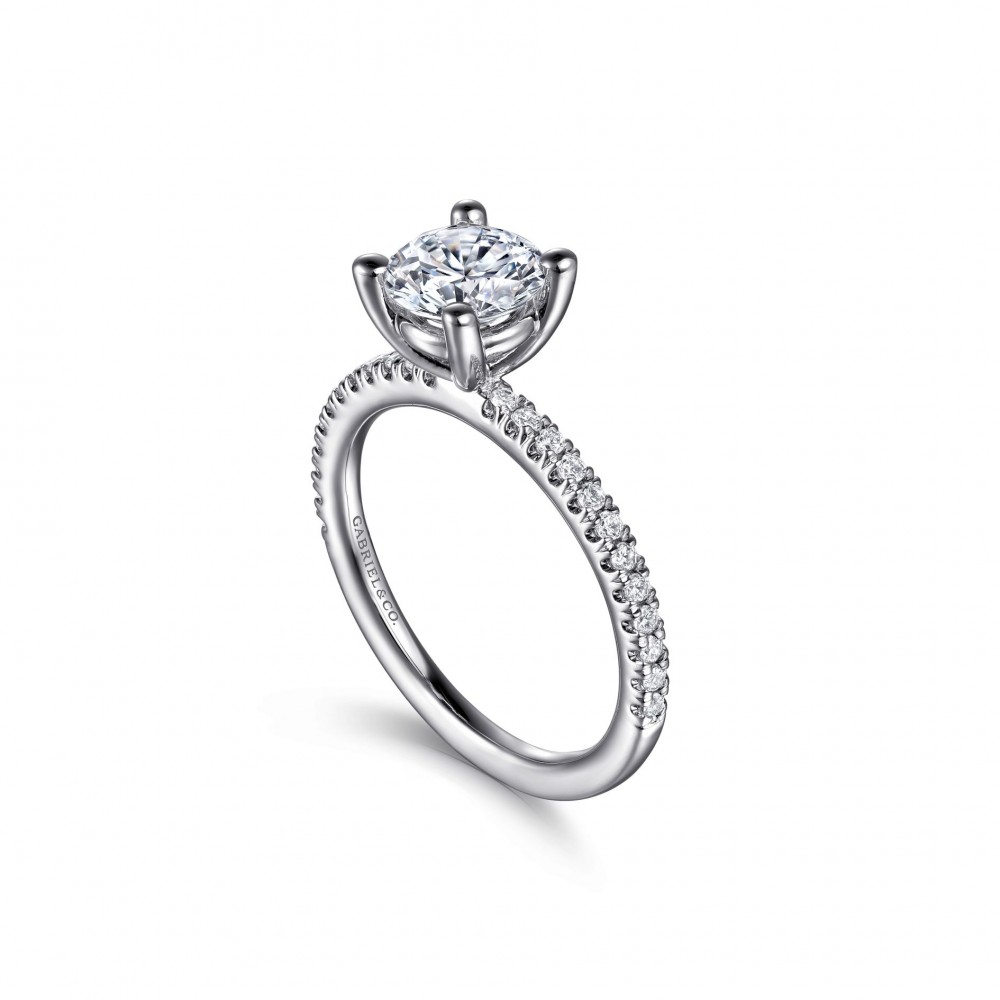 Gabriel & Co. 14K White Gold Classic Round Diamond Semi Mount