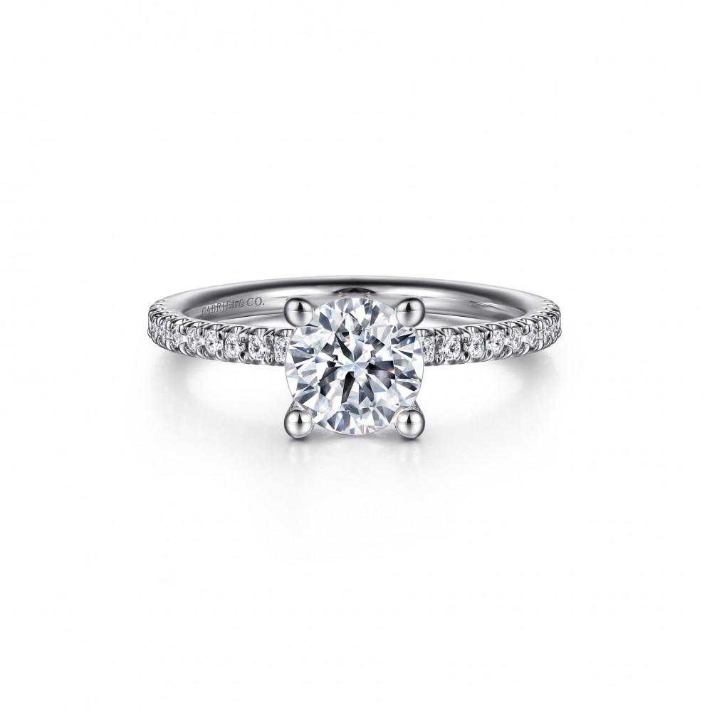 Gabriel & Co. 14K White Gold Classic Round Diamond Semi Mount