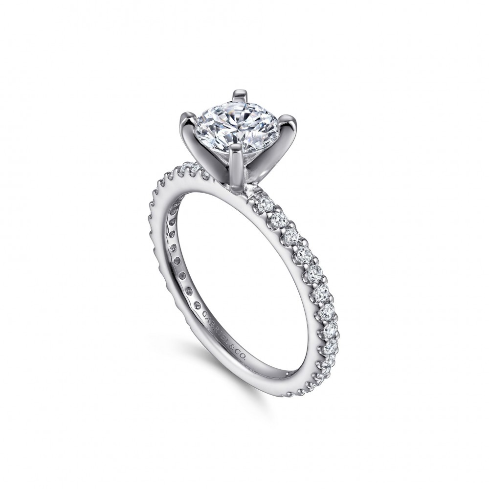 Gabriel & Co. 14K White Gold Classic Round Diamond Semi Mount