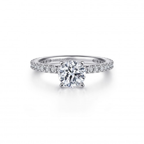 Gabriel & Co. 14K White Gold Classic Round Diamond Semi Mount