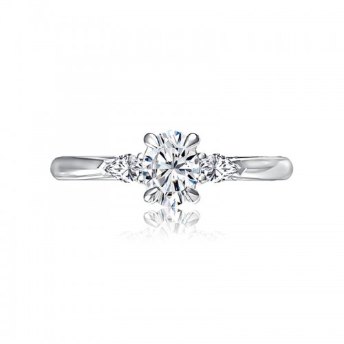 A.Jaffe 14K White Gold Three Stone Diamond Semi-Mount