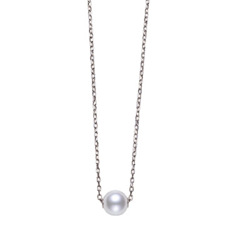 Mikimoto 18K White Gold Pendant with 1 Round Akoya Pearl A+ 8mm  18