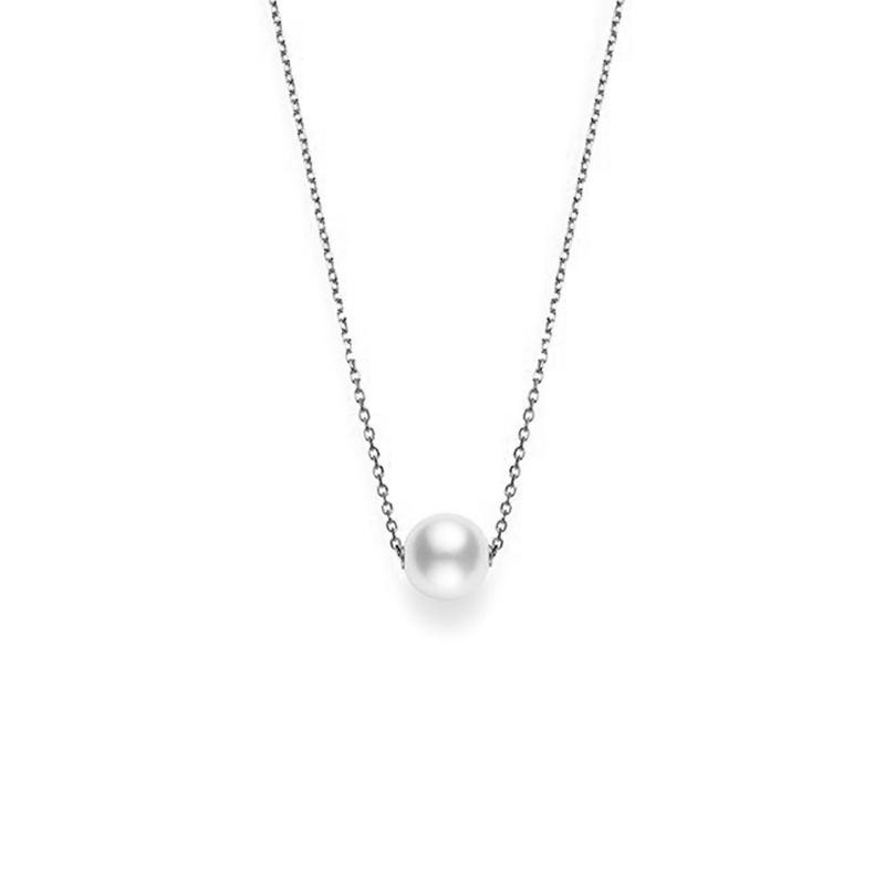 Mikimoto 18K White Gold Pendant with 1 Round White South Sea Pearl 10mm A+ 18/16