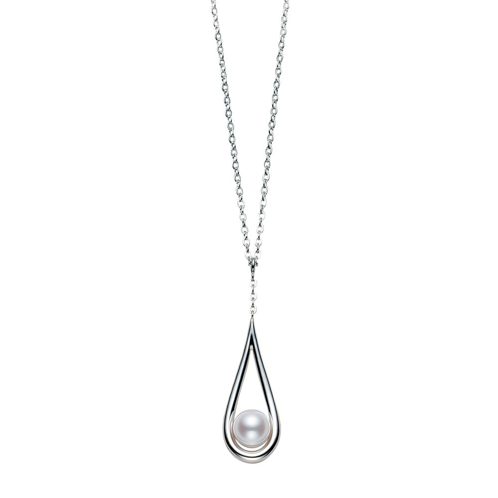 Mikimoto 18K White Gold Necklace with 1 Round Akoya Pearl A+ 6.5mm 18/16
