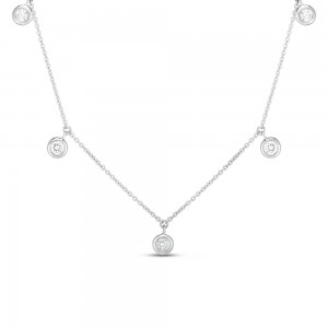 Roberto Coin 18K White Gold Diamonds by the Inch Five Diamond Drop Station Necklace