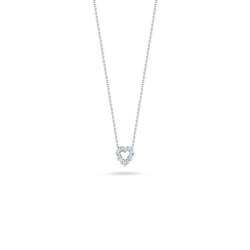 Roberto Coin 18K White Gold Tiny Treasures Heart Diamond Pendant Necklace