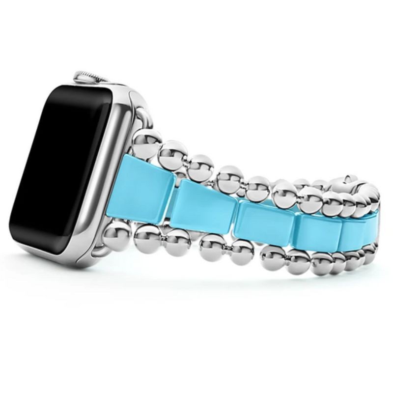 Lagos Stainless Steel Smart Caviar Blue Ceramic and Stainless Steel 38-44mm Watch Bracelet