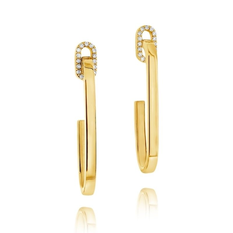 Roberto Coin 18K Yellow Gold Diamond Single Link Drop Earrings with Round Diamonds 0.21 Tcw G-H SI