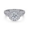 Gabriel & Co. 14K White Gold Contemporary Cushion Halo Round Diamond Semi Mount