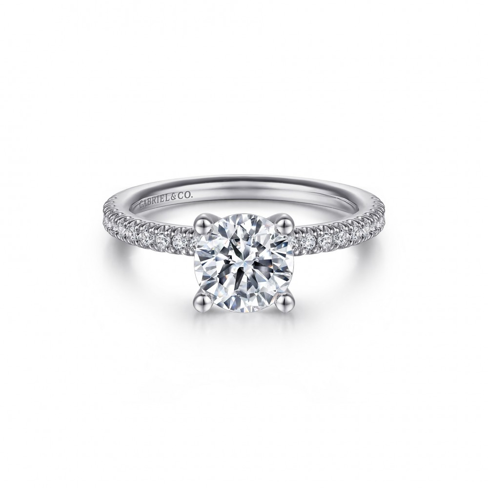 Gabriel & Co. 14K White Gold Classic Round Diamond Semi Mount