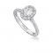 Christopher Design 14K White Gold Engagement Ring with 1 L'Amour Crisscut Diamond 0.42 Cts & 12 Round Diamonds 0.28 Tcw G SI1