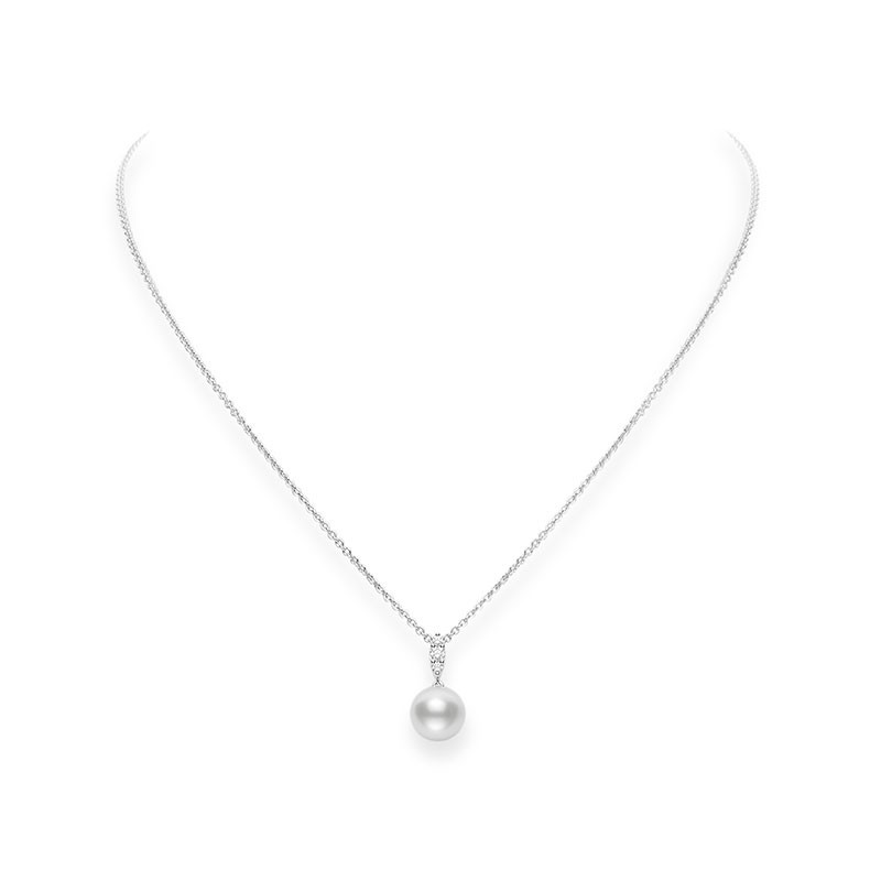 Mikimoto 18K White Gold Morning Dew White South Sea Cultured Pearl Pendant Necklace