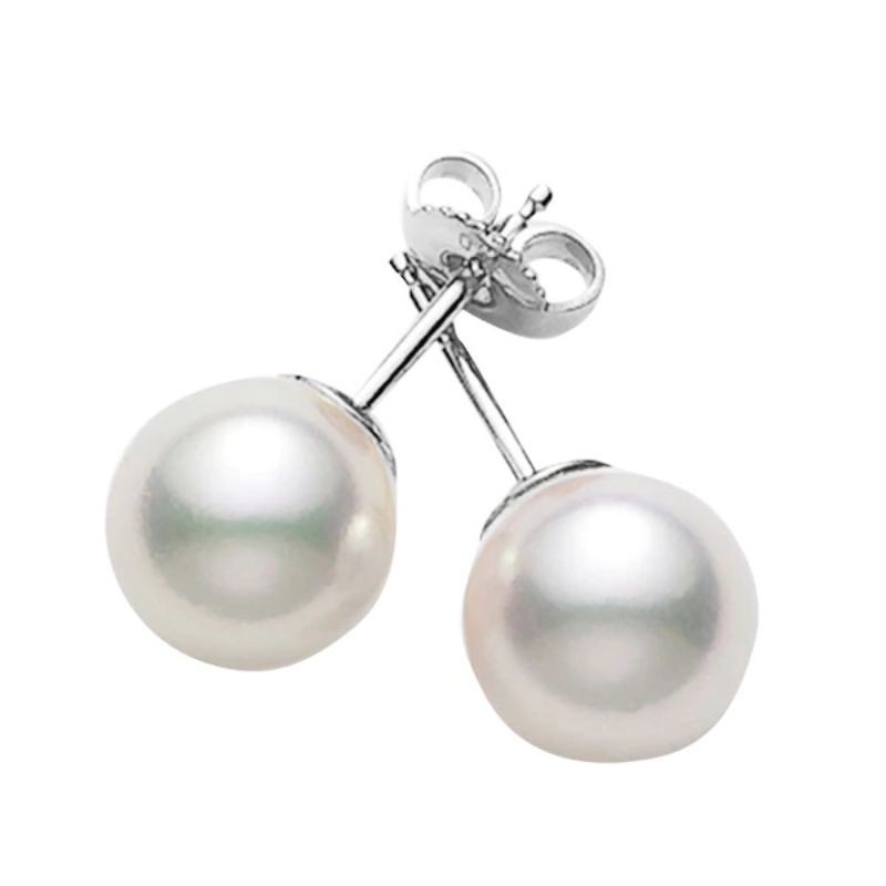 Mikimoto 18K White Gold Akoya Stud Earrings