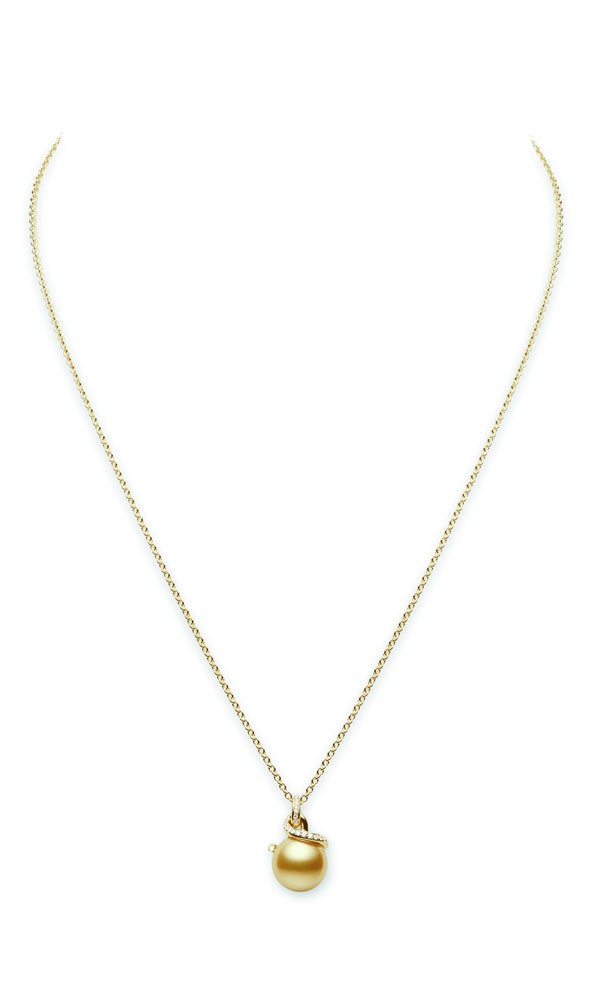 Mikimoto 18K Yellow Gold Twist Golden South Sea Pendant Necklace