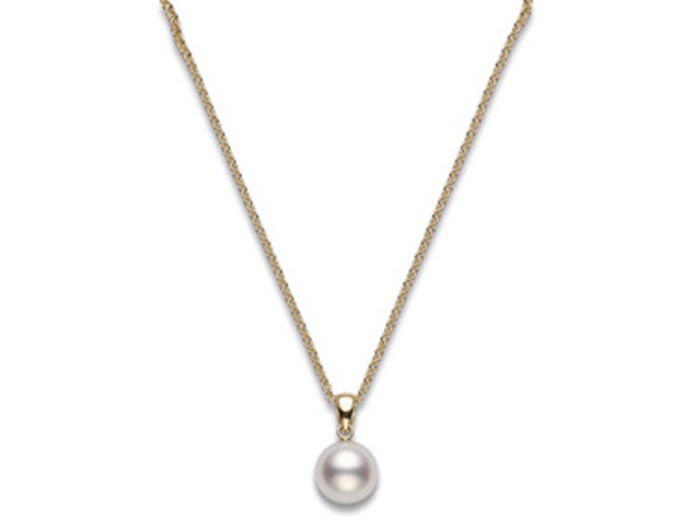 Mikimoto 18K Yellow Gold Pendant with 1 Round Akoya Pearl A+7X7.5mm